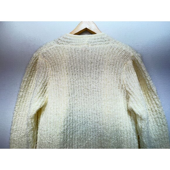 Vintage HRS Women's Open Front Cardigan Acrylic Sweater Knit Soft Size M Ivory - Picture 10 of 11